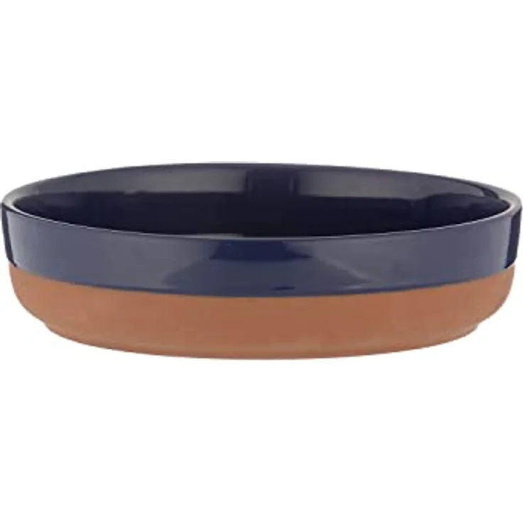 Typhoon 1402.117 Mediterrane Terrakotta-Ofenform, rund, dunkelblau, 21 cm - ideal für Überbacken und zum Servieren von Tapas