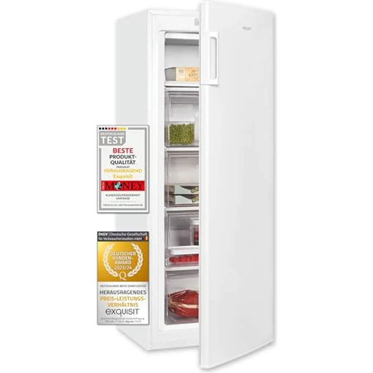 Exquisit Gefrierschrank GS5230-HE-040D weiss | 168 l Nutzinhalt | 4*-Gefrieren | Schnellgefrieren | Standgerät – Bild 1
