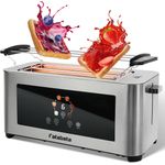 KNKA PRO Toaster 4 Scheiben, Doppel-Langschlitztoaster mit LED-Display, Touchscreen, 1400 W, 6 Bräunungsstufen, Edelstahl, Brötchenaufsatz, Auftauen & Aufwärmen