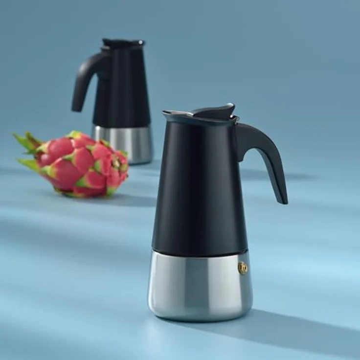 kela FERRARA Espressokocher 300ml, Edelstahl schwarz matt, für 6 Tassen, für alle Herdarten auch Induktion, mit Kunststoffgriff – Bild 2