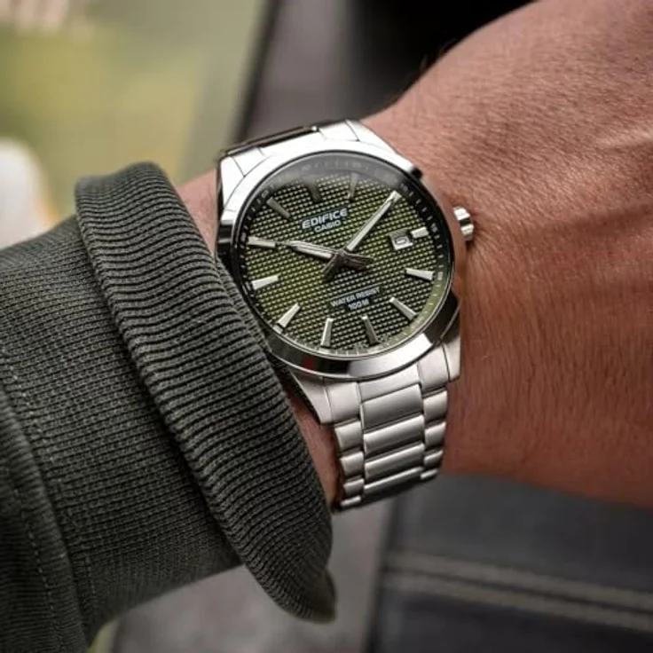 Casio Herren-Armbanduhr Edelstahl Grün EFV-160D-3AVEF, Quarzwerk mit leuchtendem Zifferblatt und Kalenderfunktion – Bild 3