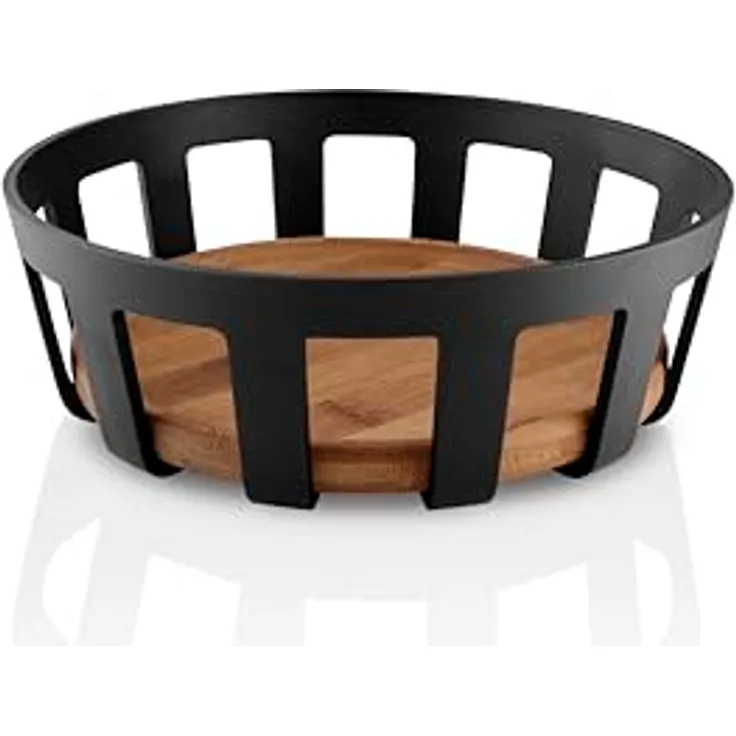 Eva Solo Nordic Kitchen Brotkorb | Schlichtes Design aus Bambus und mattschwarzem Kunststoff | Zum stilvollen Servieren von Brot und Brötchen | black
