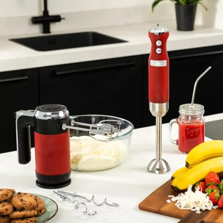 Westinghouse WKHM250RD Handmixer, 350W, 6 Geschwindigkeiten, Turbo-Stufe, Edelstahl, rot – Bild 7