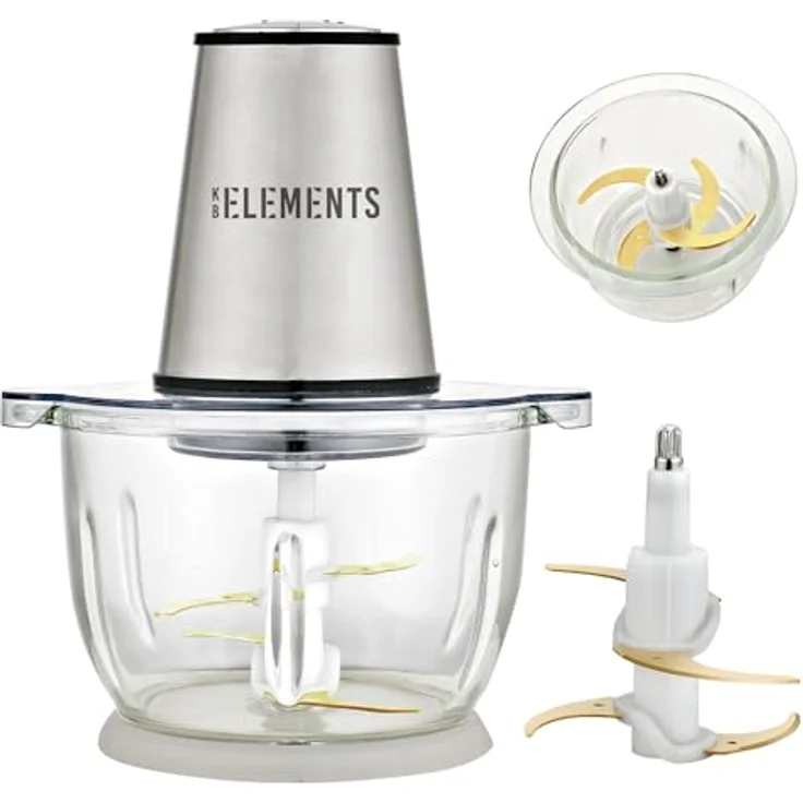 KB Elements Zerkleinerer ELK306FC, 300 W Vollkupfermotor, 2L Glasschüssel, Titan-Schneideklinge, rutschfeste Basis – Bild 1