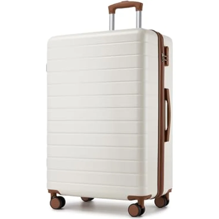 Shavont Großer Koffer XL, Hartschalenkoffer mit 91 L Fassungsvermögen, 4 leisen 360° Doppelrollen, integriertes Schloss, Cremefarben, 76x50x29 cm – Bild 1