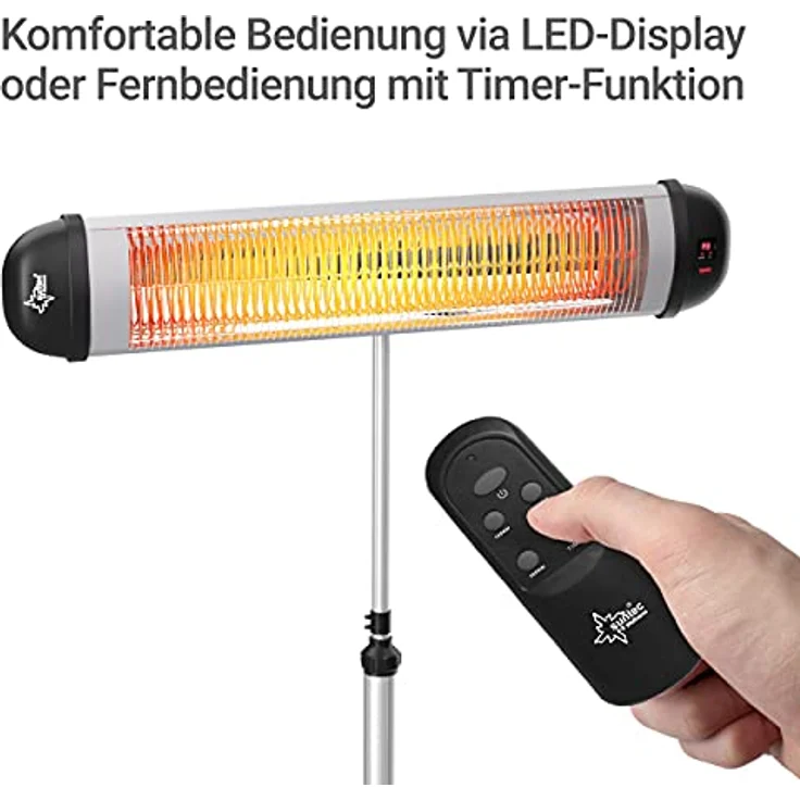 SUNTEC Infrarot-Heizstrahler mit Fernbedienung | Heat Carbon Wärmestrahler für Terrasse | Outdoor Terrassenheizer für Balkon, Garten Infrarotstrahler Strahlwasser-Schutz (Heat Ray 3000 Carbon) – Bild 4