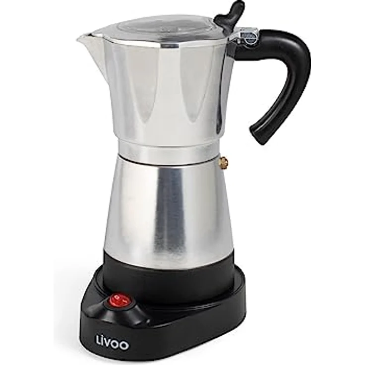 Livoo DOD117A, 1-Tassen-Kaffeemaschine aus Aluminium mit 6 Tassen Kapazität und Warmhaltefunktion, 480 W – Bild 4