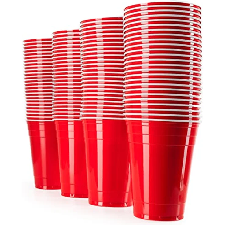 Rote Partybecher 100 Stück Beer Pong Party Cups Extra Starke Bierpong Becher Rot Kunststoffbecher Plastikbecher Original USA Turnierbecher Camping Wiederverwendbar 16oz 473ml Vivaloo – Bild 7