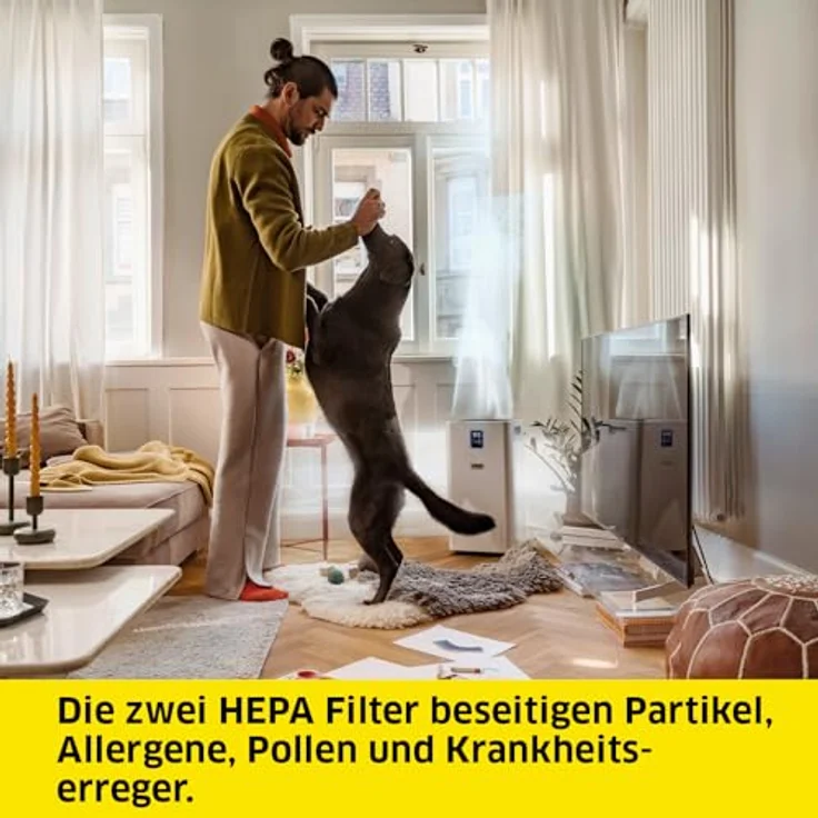 Kärcher Luftreiniger AF 50 Signature Line, Luftdurchsatz: 520 m³/h, Räume bis 100 m², entfernt 99,95% der Partikel bis 0,3 μm und Gerüche, Automatik-Funktion, Timer, Nachtmodus, inkl. Ersatzfilterset – Bild 3