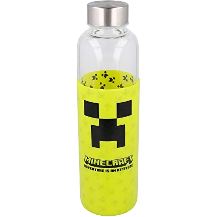 Stor Glas Wasserflasche Mit Silikonhülle - 585 ml Minecraft – Bild 1