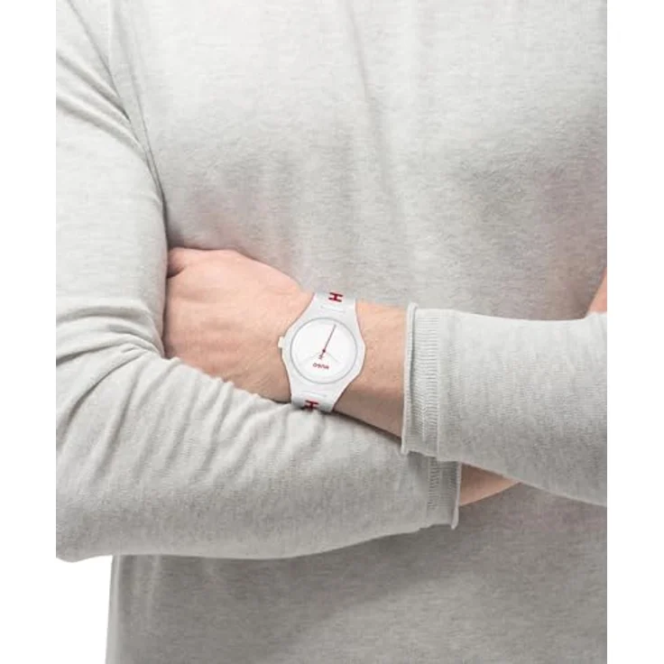 HUGO Analog Quarzuhr #LIT for HIM, Silikonarmband in Weiß, präzise 3-Zeiger-Anzeige, 42 mm Gehäusedurchmesser, wasserabweisend bis 5 bar – Bild 4