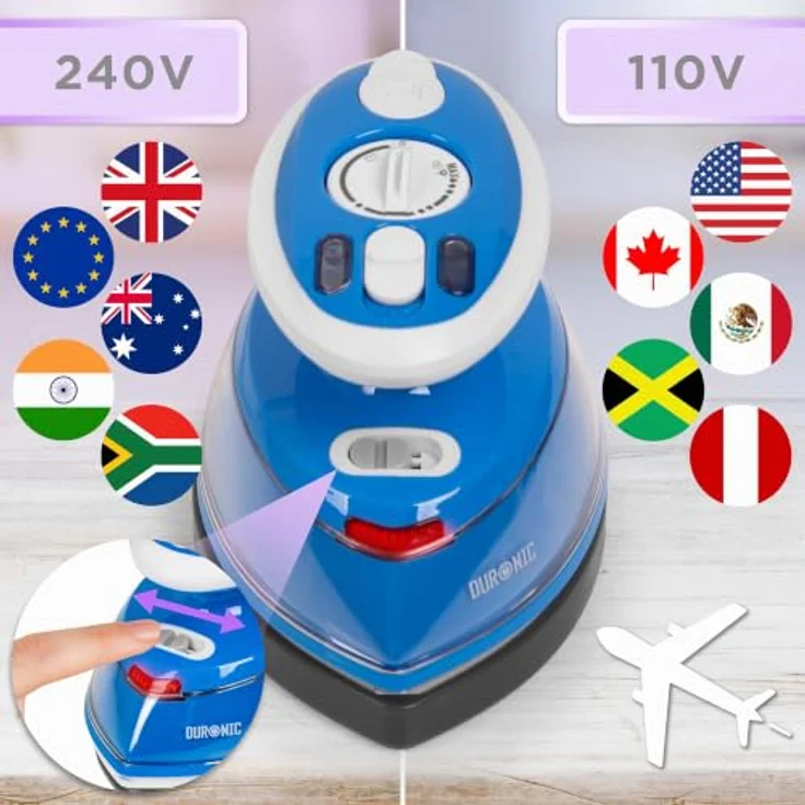 Duronic SI3 BE Reise-Dampfbügeleisen, 400 W Minibügeleisen mit 3 Hitzestufen und 35 ml Wassertank, blau – Bild 7