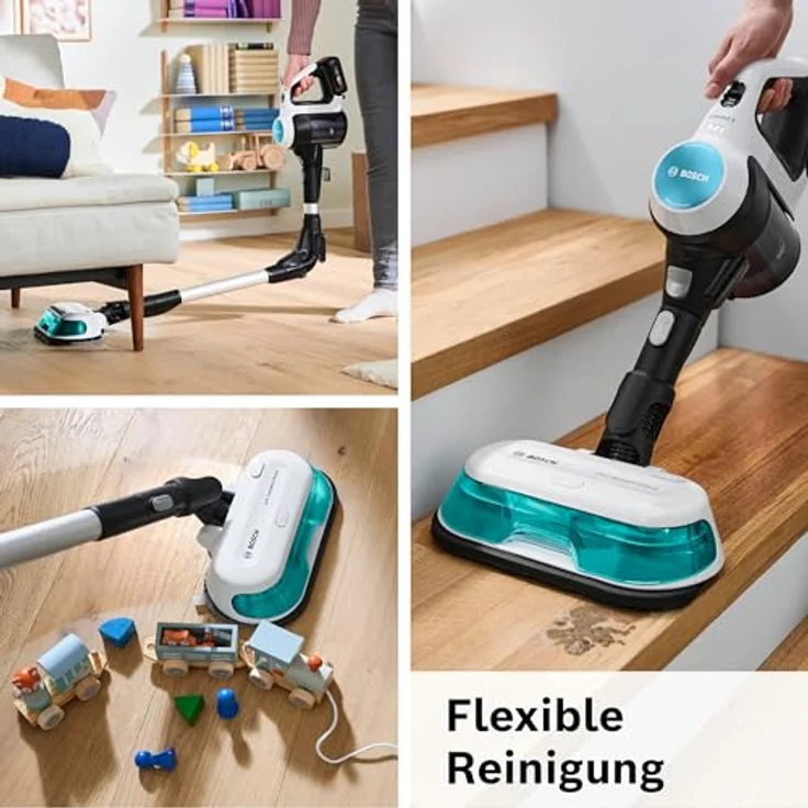 Bosch Akku-Staubsauger Unlimited 7 ProHygienic Aqua BSS712XHYG, kabellos, 2in1 Saugen & Wischen, HEPA-Filtersystem, 10 Jahre Motorgarantie, 2 Akkus, Made in Germany, weiß – Bild 5