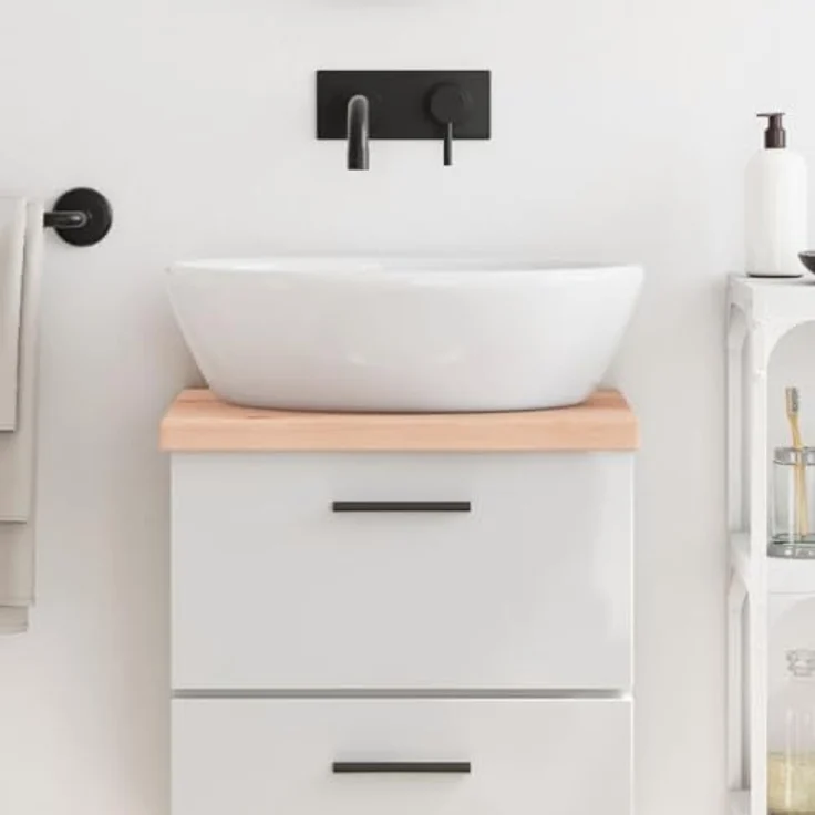 "vidaXL Schneidebrett Waschtischplatte 40x40x(2-4) cm Massivholz Unbehandelt, Oak Wood, Handgefertigt mit Naturkante und Max. Belastbarkeit 20 kg" – Bild 2