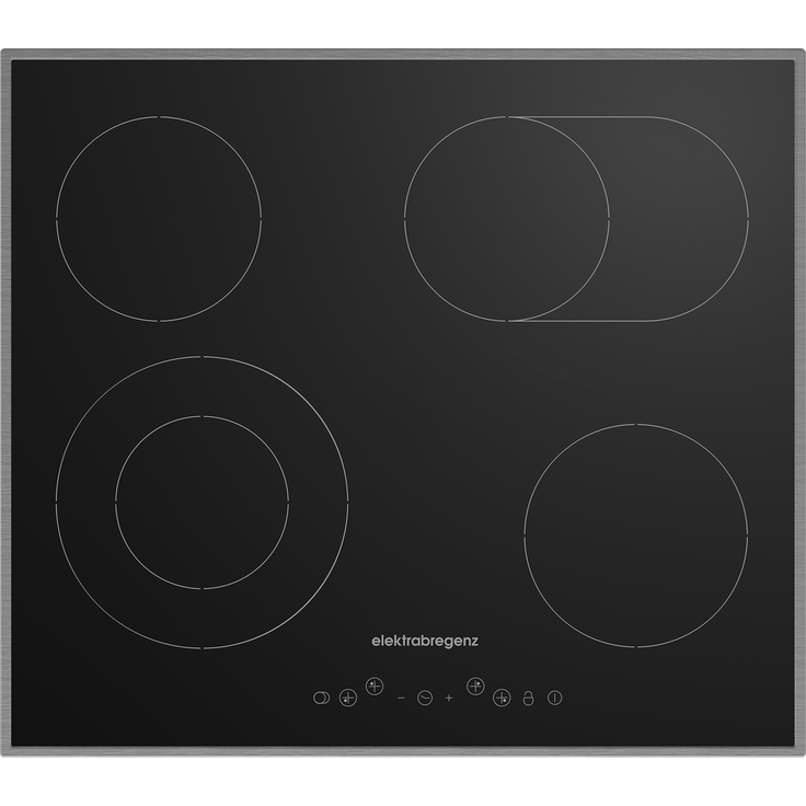 Elektrabregenz MC60421SX, Einbau-Cerankochfeld mit 58 cm Breite, Touch-Steuerung, Kindersicherung und Glaskeramik-Oberfläche