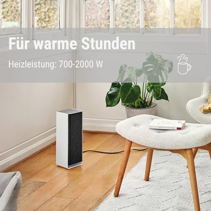 Stadler Form Heizlüfter Sam mit WiFi, PTC-Keramik-Heizelement, Auto-Modus, Thermostat, Kippschutz, 4 Leistungsstufen, 700-2‘000 W, mobil, energiesparend, leise, weiss-schwarz – Bild 4