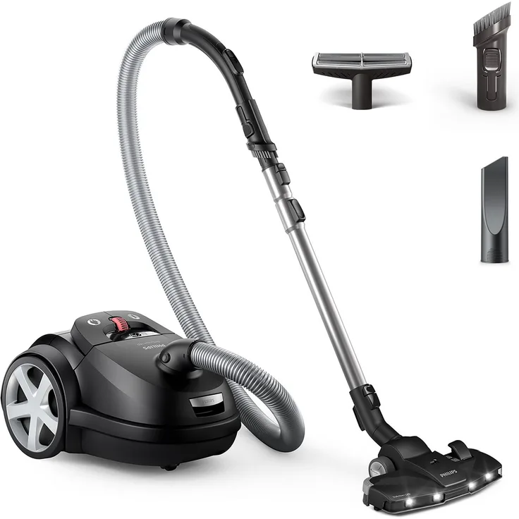 Philips Bodenstaubsauger XD8122/10 8000 Serie, 900W, 4l, mit HEPA-Filter, TriActive+ LED-Düse, Möbelaufsätze inkl, Tiefschwarz matt