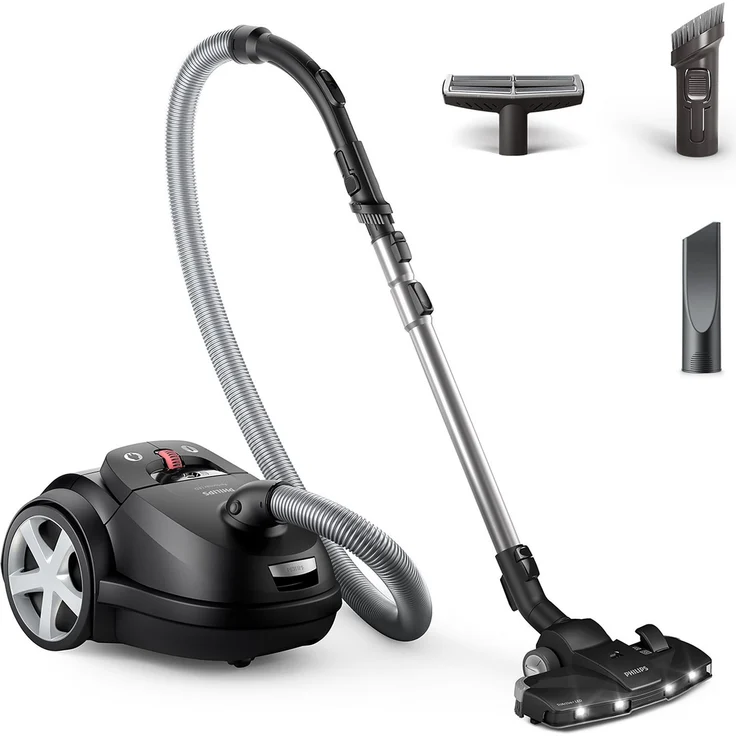 Philips Bodenstaubsauger XD8122/10 8000 Serie, 900W, 4l, mit HEPA-Filter, TriActive+ LED-Düse, Möbelaufsätze inkl, Tiefschwarz matt – Bild 1
