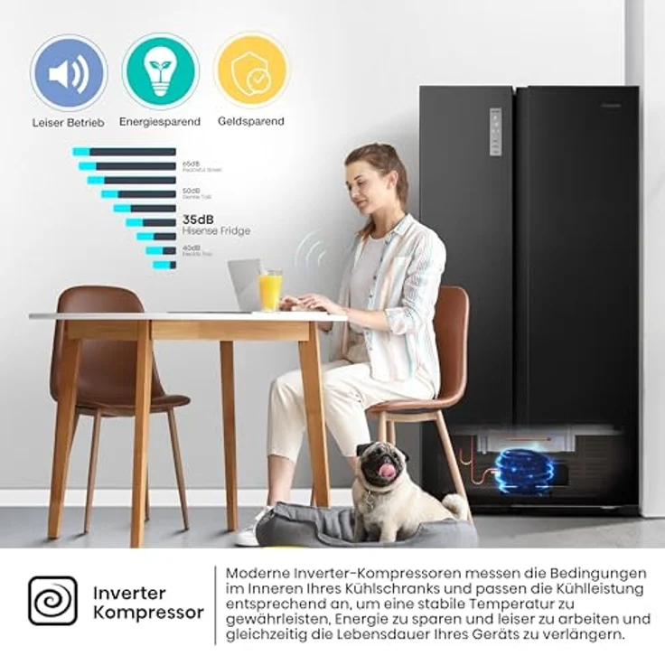 Hisense RS677N4BFD Side-by-Side-Kühlschrank, freistehend, schwarz, Energieklasse D – Bild 11