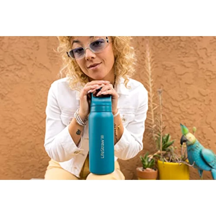 LifeStraw Go 2.0 Wasserfilterflasche, Edelstahl isoliert 700 ml, 2-Stufen-Filtersystem, Laguna Teal – Bild 6