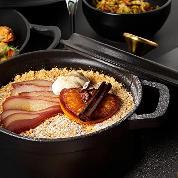 Russell Hobbs RH02524BEU7 Gusseisenhalstopf mit Deckel, 24cm ml, geeignet für Induktion, Chargenkocher für große Familien Suppen/Auflauf, ofenfest bis 240 °C, 3.4 l, ausgezeichnete Wärmespeicherung – Bild 5