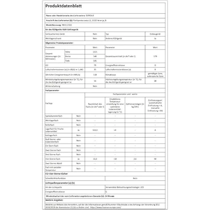 Gorenje RBI512D22 Einbaukühlschrank mit Gefrierfach, 163 Liter Nutzinhalt, Energieeffizienzklasse D, weiß – Bild 14