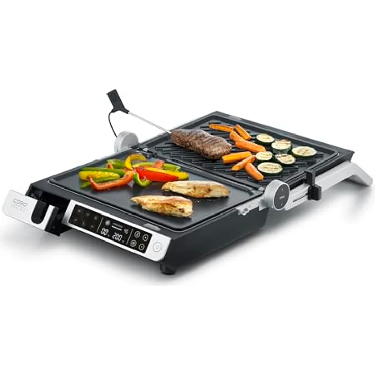 Caso SteakMaster Pro, 3-in-1 Doppel-Kontaktgrill mit Digital-Touch, Grillthermometer, Antihaftplatten, 2000W, 80-240°C, PFAs-frei, spülmaschinengeeignet – Bild 2