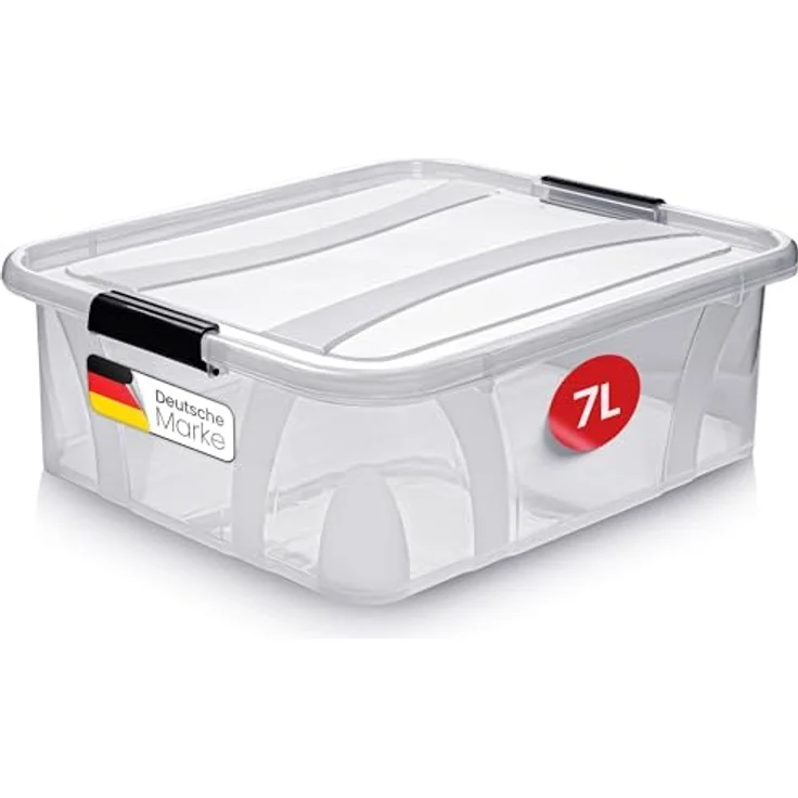 KONZEPT Aufbewahrungsbox 7L mit Deckel, BPA-frei, stabiler Verschluss, stapelbar, transparent – Bild 1