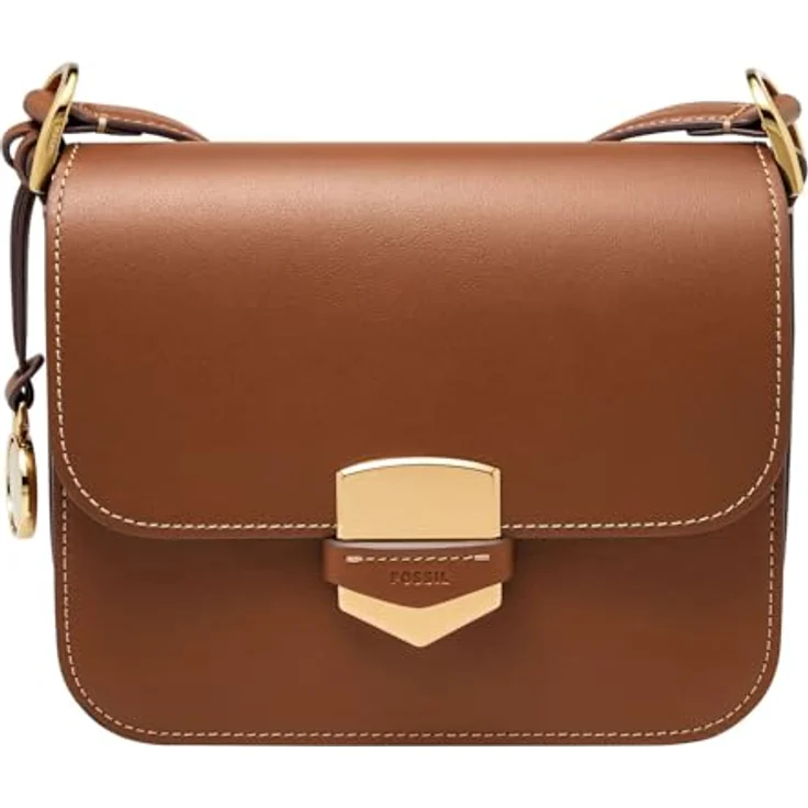 Fossil Lennox Umhängetasche, braun, Leder, verstellbarer Schulterriemen, 1 Zipperfach, Überschlagklappe mit Magnetverschluss – Bild 1