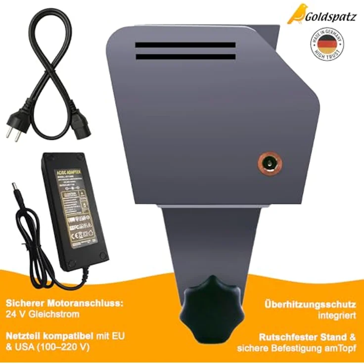 Goldspatz Profi MAX Plus, elektrische Spätzlemaschine mit Elektromotor, Edelstahlkurbel & Klemme - für bis zu 200 Portionen pro Tag - Made in Germany – Bild 4