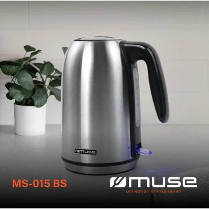 Muse Edelstahl Wasserkocher 1.7L, BPA-frei, 2200W, isolierter Griff, beleuchteter Schalter, herausnehmbarer, waschbarer Filter – Bild 2