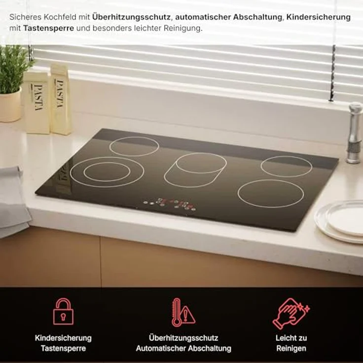 KB Elements Glaskeramikkochfeld ELK107PR, 8400 Watt, 5 Kochfelder, Flexzone, digitale Touchsteuerung, Sicherheitsfunktionen – Bild 5