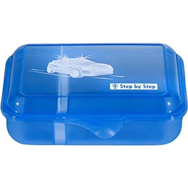 Step by Step Lunchbox „Hero Tom“, mit Trennwand und Klickverschluss, spülmaschinenfest, BPA-frei, für Schule und Kindergarten, 0,9L, blau – Bild 1