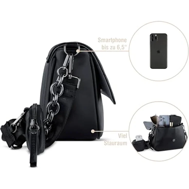 bugatti Umhängetasche SIRA, Crossbody Bag mit verschließbarem Täschchen, grau – Bild 3