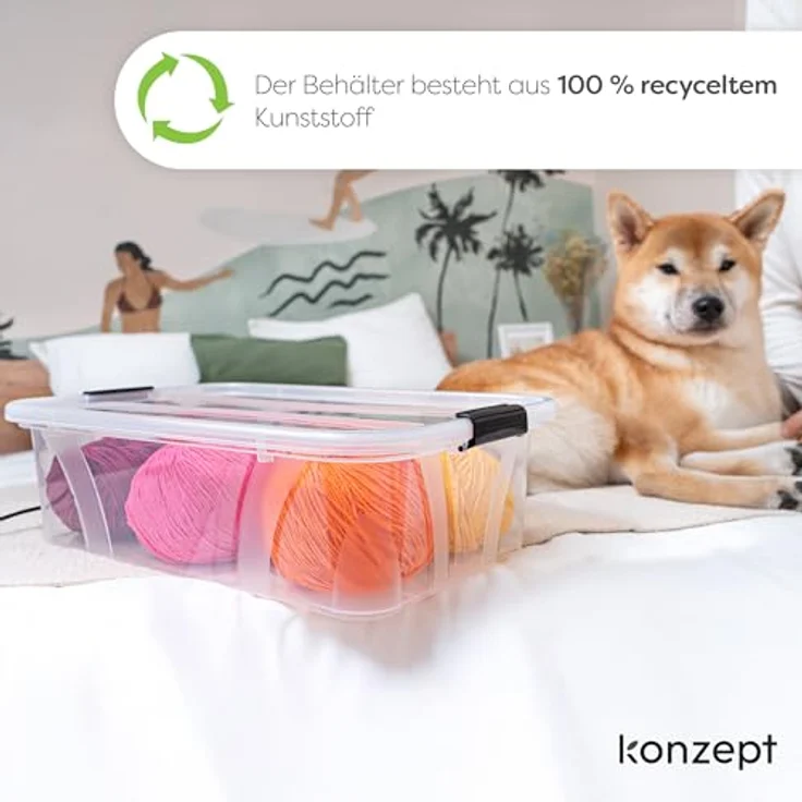 KONZEPT Aufbewahrungsbox 7L mit Deckel, BPA-frei, stabiler Verschluss, stapelbar, transparent – Bild 3