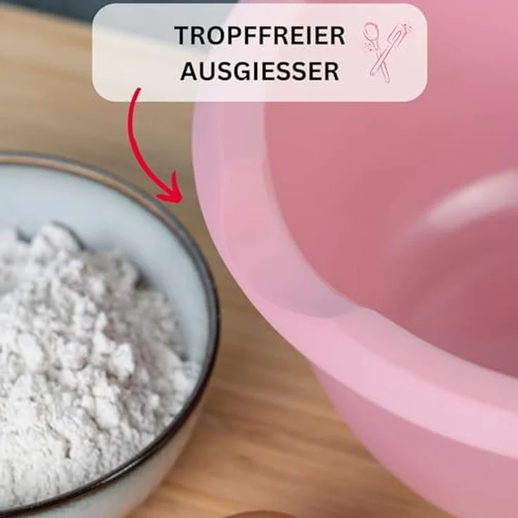Westmark Rühr-/Backschüssel 3,5 l mit Ausgießer und Gummiring, Kunststoff, Rosa, 3154227P – Bild 4