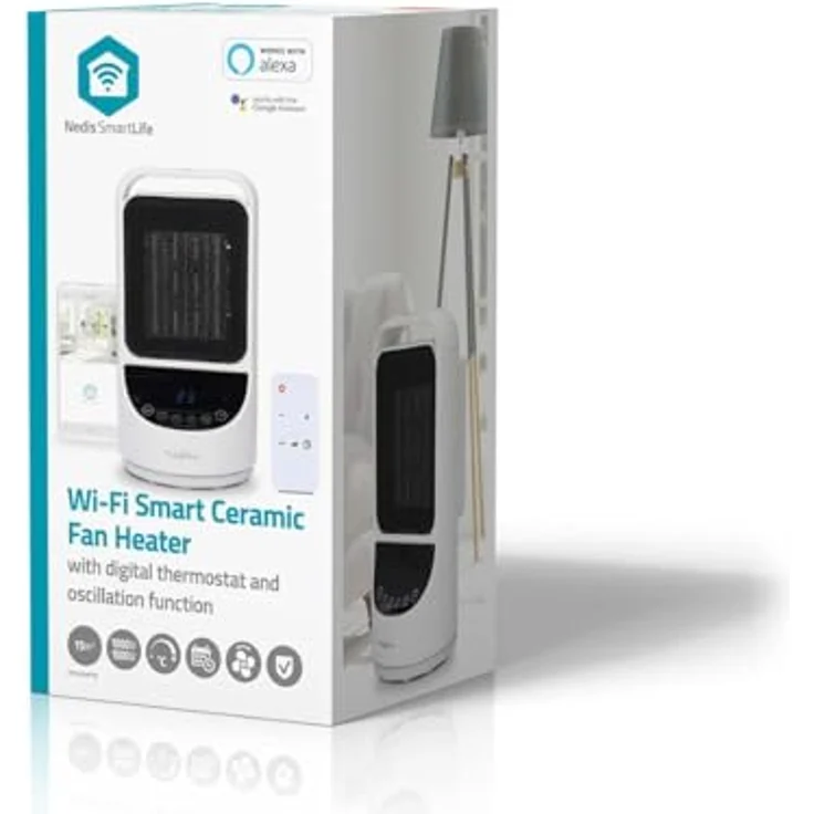 Nedis SmartLife Keramik-PTC-Heizlüfter - Wi-Fi - 1500 W - 2 Wärmeeinstellungen - Oszillation - Anzeige - 10-49 °C - Android/IOS – Bild 5