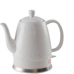 KVOTA Elektrischer Wasserkocher aus Keramik Sakura, 1,5 Liter, weiß, 1500 W, Schwanenhals