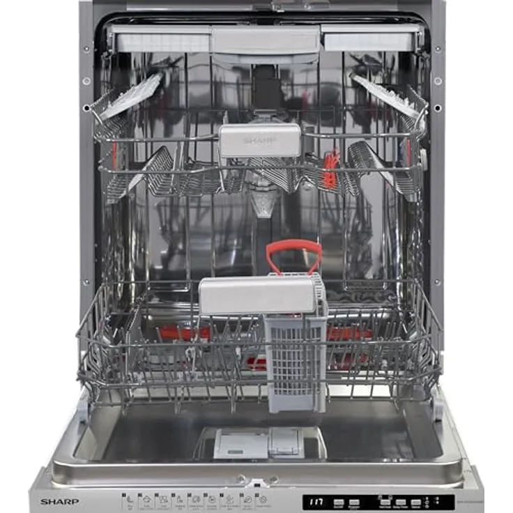 Sharp QW-NI25GI44BS-DE, Einbau Geschirrspüler für 14 Maßgedecke, 60 cm, Energieeffizienzklasse B, mit AutoDoor-Funktion