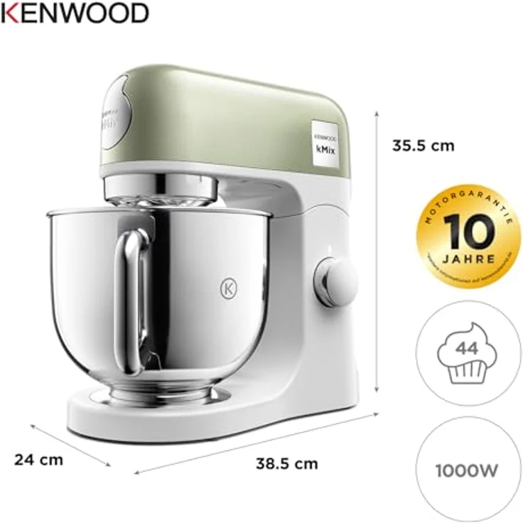 Kenwood KMX760GR kMix Küchenmaschine, 1000W, 5 Liter Edelstahlschüssel, stufenlose Geschwindigkeitsregelung, edelstahl, grün, Serie: kMix – Bild 2