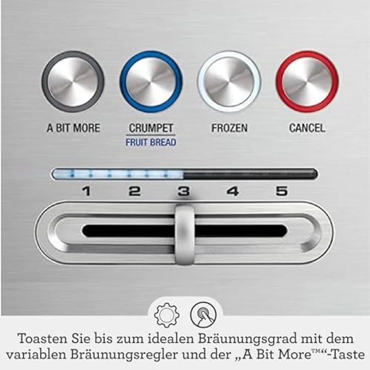 SAGE STA730 the Bit More 4-Scheiben Toaster mit LED-Fortschrittsanzeige, Gebürstetes Edelstahl - Preisvergleich – Bild 3