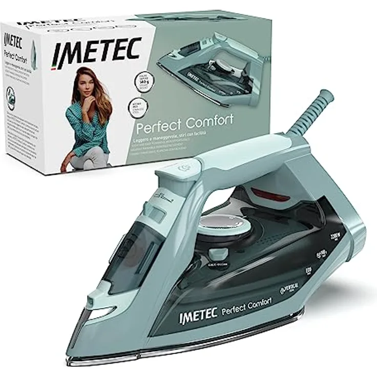 Imetec Perfect Comfort, Dampfbügeleisen, leicht, handlich, Kalkschutz, Dampfstoß 140 g, Edelstahlsohle, 2200 W, ergonomischer Griff, Energiespartechnik