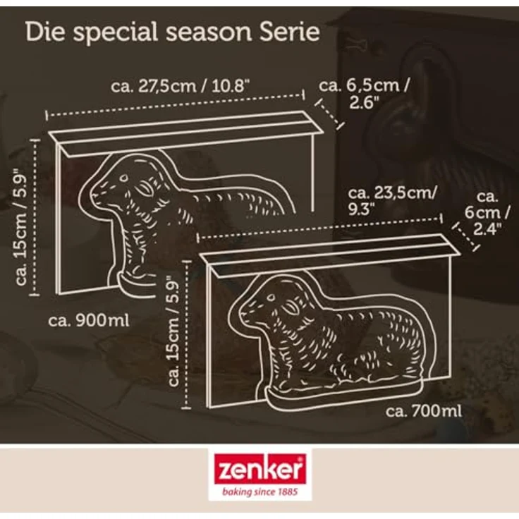 Zenker Osterbackformen-Set Special Season, 2er Set mit Lamm- und Mini-Lammform aus Stahlblech, Antihaftbeschichtung, schwarz, hitzebeständig bis +230 °C – Bild 4