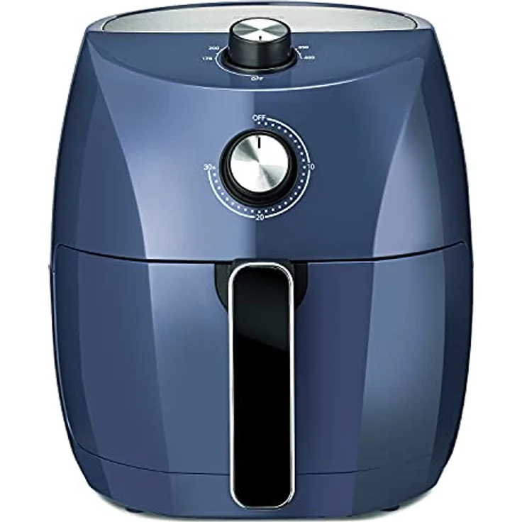 Crux 3.7QT Manual Air Fryer, Faster Pre-Heat, No-Oil Frying, Fast Healthy Evenly Cooked Meal Every Time, Dishwasher Safe Non Stick Pan and Crisping Tray for Easy Clean Up, Stainless Steel/Blue – Bild 1