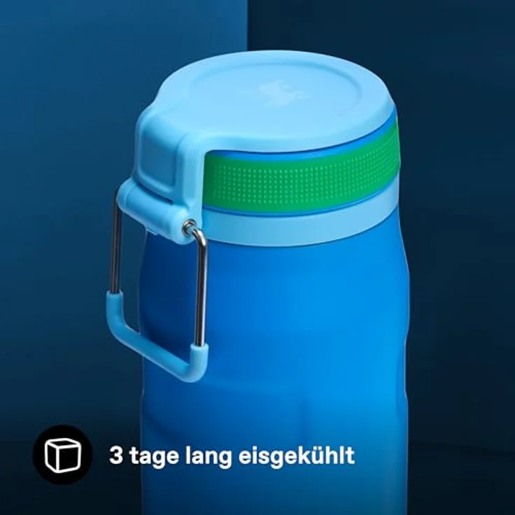 Stanley 1913 IceFlowBottle Twist Flip, 0.47L, doppelwandige Vakuumisolierung, hält 12 Stunden kalt und 3 Tage eisgekühlt, spülmaschinenfest, recycelter Edelstahl, BPA-frei, Azure – Bild 4
