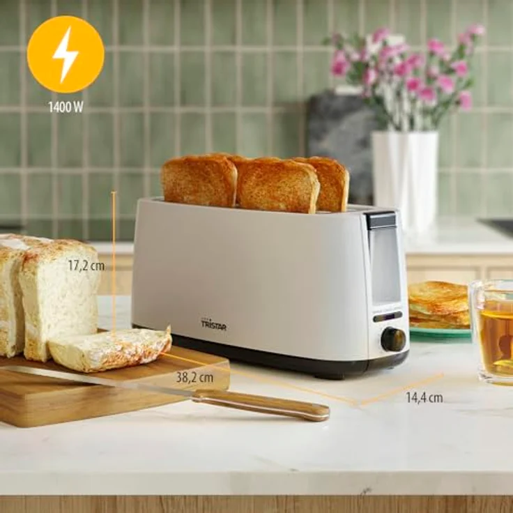 Tristar Doppel-Langschlitz-Toaster, 7 Bräunungsstufen, Auftaufunktion, Liftfunktion, Zentrierfunktion, Abbruchfunktion, Weiß – Bild 2