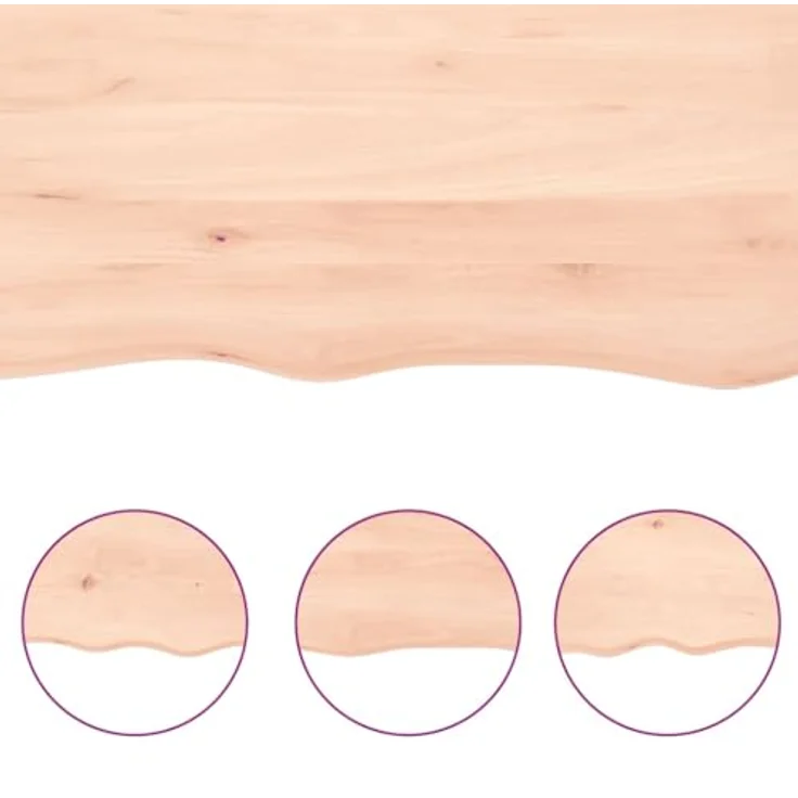 "vidaXL Schneidebrett Waschtischplatte 40x40x(2-4) cm Massivholz Unbehandelt, Oak Wood, Handgefertigt mit Naturkante und Max. Belastbarkeit 20 kg" – Bild 5
