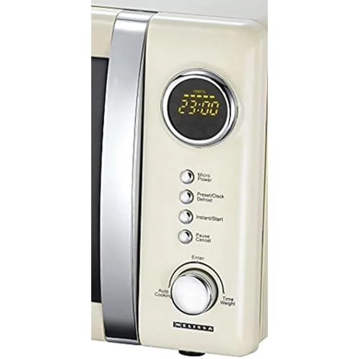 Melissa Classico 16330128 Mikrowelle mit Grill, Standgerät, 800W, 23 Liter Garraum, 12 automatische Garprogramme, LED-Display, mit Uhr, inkl. Grillrost, cremefarben – Bild 6