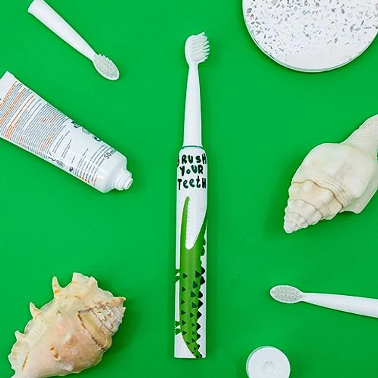 innoGIO Giosonic Crocodile Schallzahnbürste für Kinder, Durchsichtig, Unterhaltsames Design, Schutz vor Karies – Bild 7