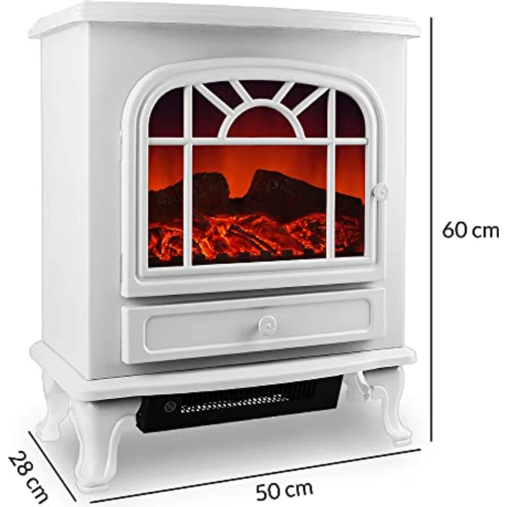 Deuba Heizlüfter, 2000 W, Elektrischer Kamin mit LED Kaminfeuer Effekt, weiß-grau – Bild 5